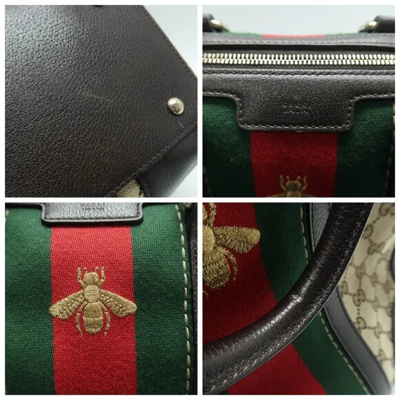 GUCCI Boston Brown Cloth Satchel 818-040225 - Picture 5 of 12